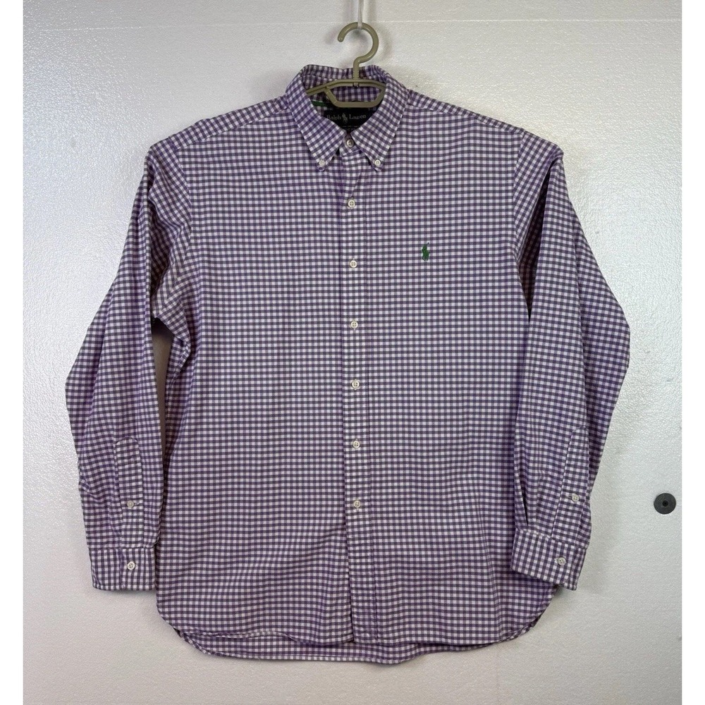 Ralph Lauren Shirt Mens Sz L Purple Classic Fit Gingham Long Sleeve Button